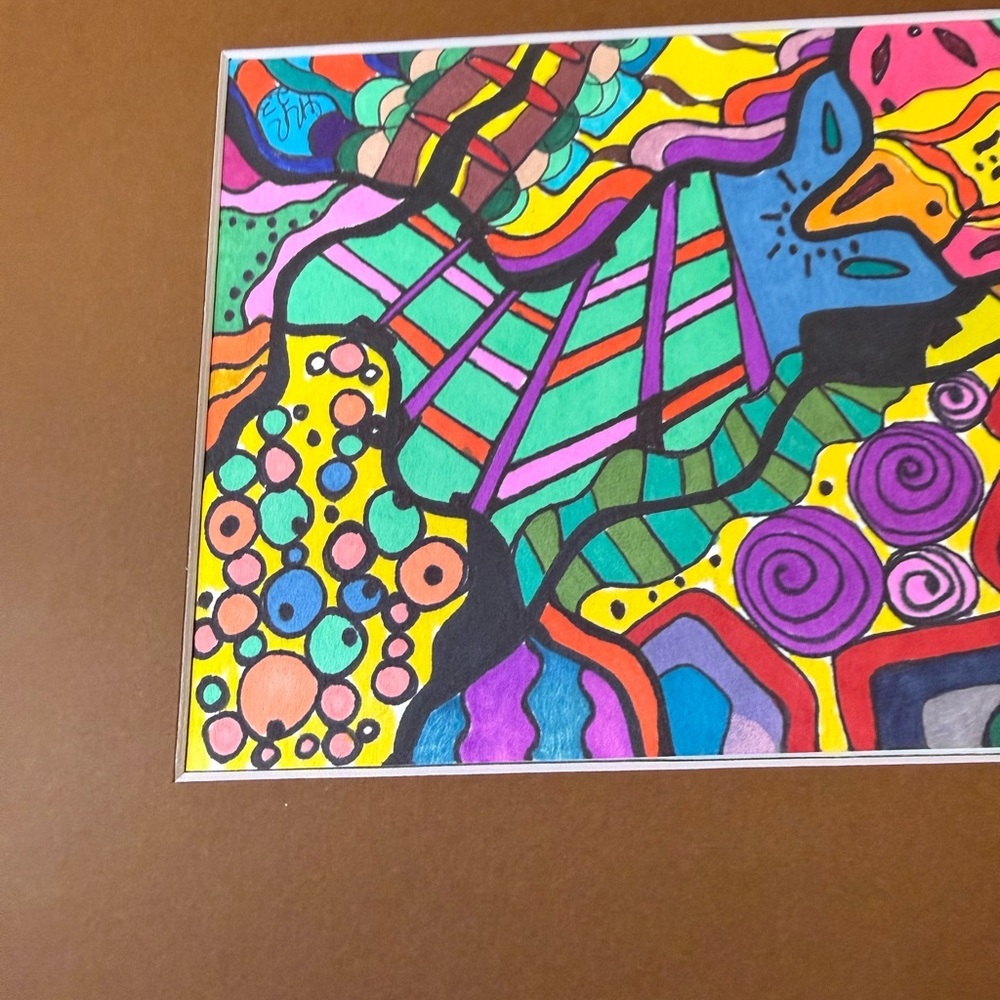 Original Intuitive Abstract Drawing with Mat - Picture 3 of 5
